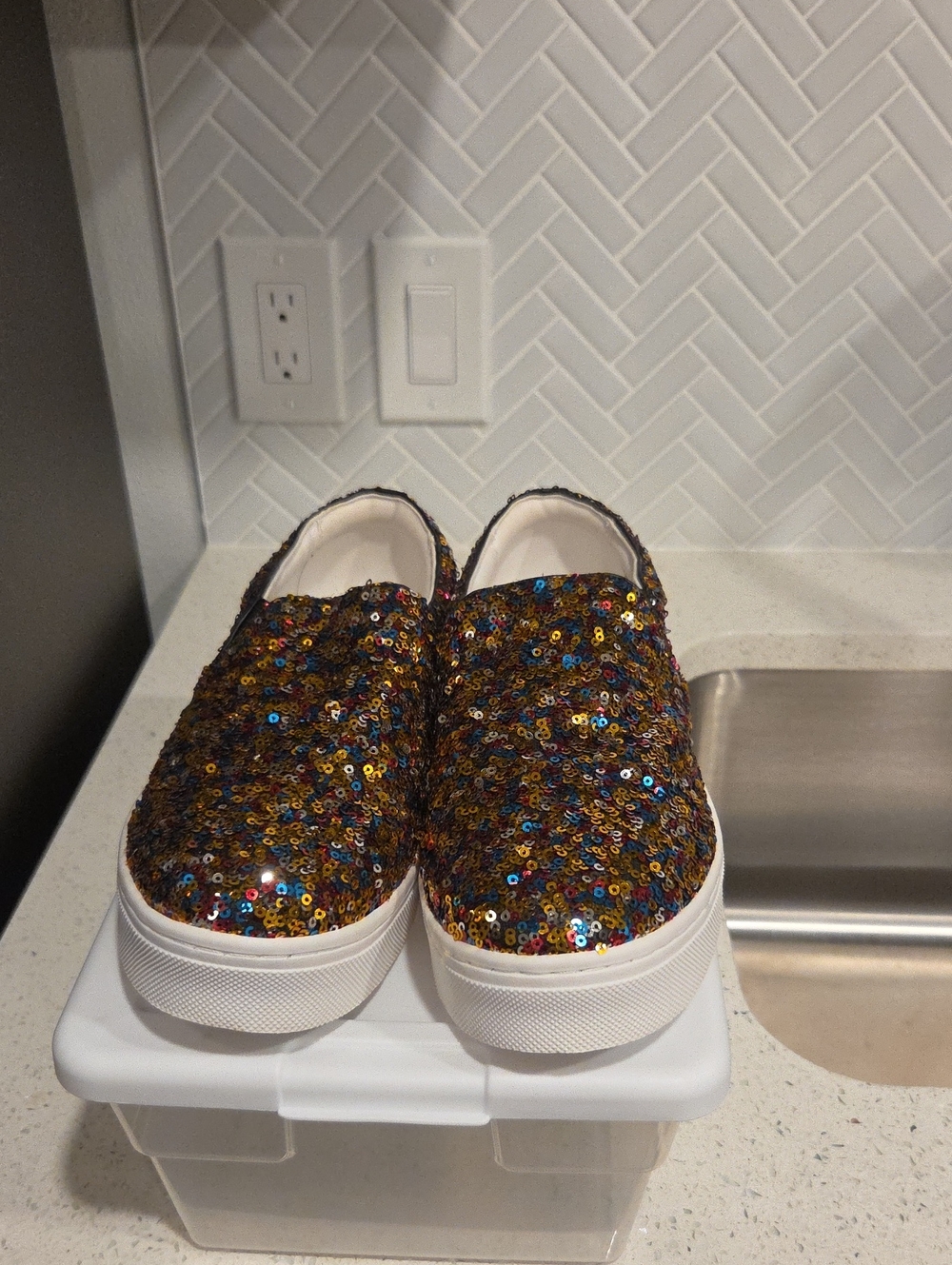 twiggy LONDON Multicolor Sequin Slip-On Sneakers